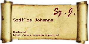 Szűcs Johanna névjegykártya