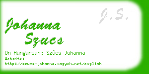 johanna szucs business card