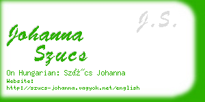 johanna szucs business card